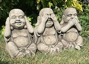 STONE GARDEN SEE HEAR SPEAK NO EVIL BUDDHA ALL IN ONE ORNAMENT GIFT