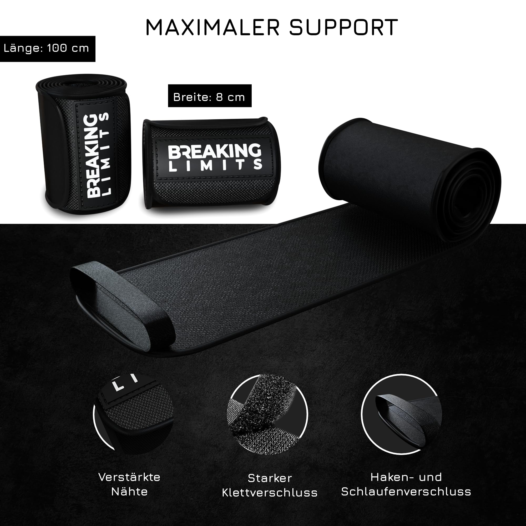 BREAKING LIMITS Ellbogen Bandage Gym - Ellenbogenbandage Kraftsport – Ellenbogenbandagen für Gewichtheben, Bodybuilding, Powerlifting, Bankdrücken & Fitness (1 Paar)