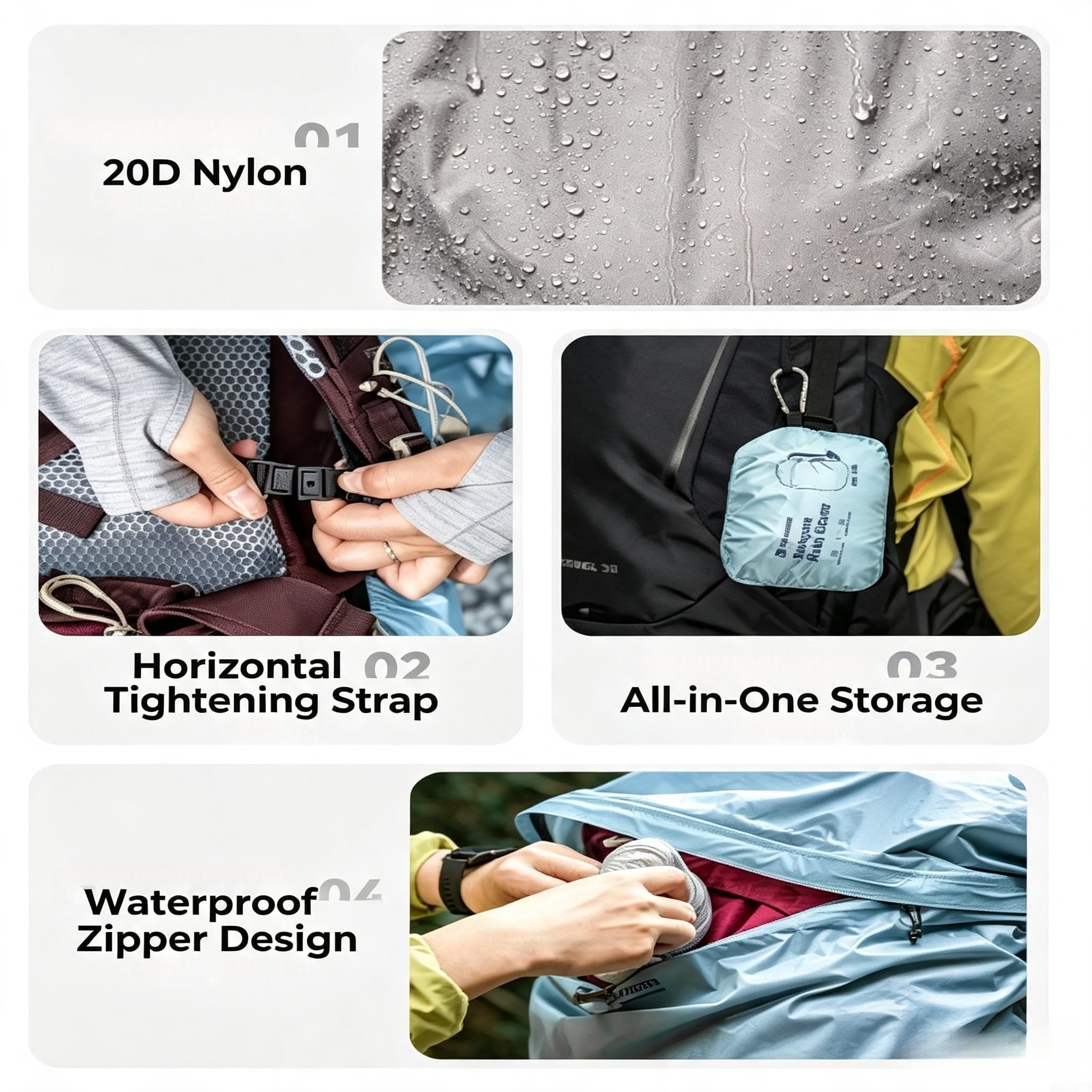 Cubre Mochila Impermeable 20D Nylon Lluvia Cubre Mochila Impermeable(Gray)