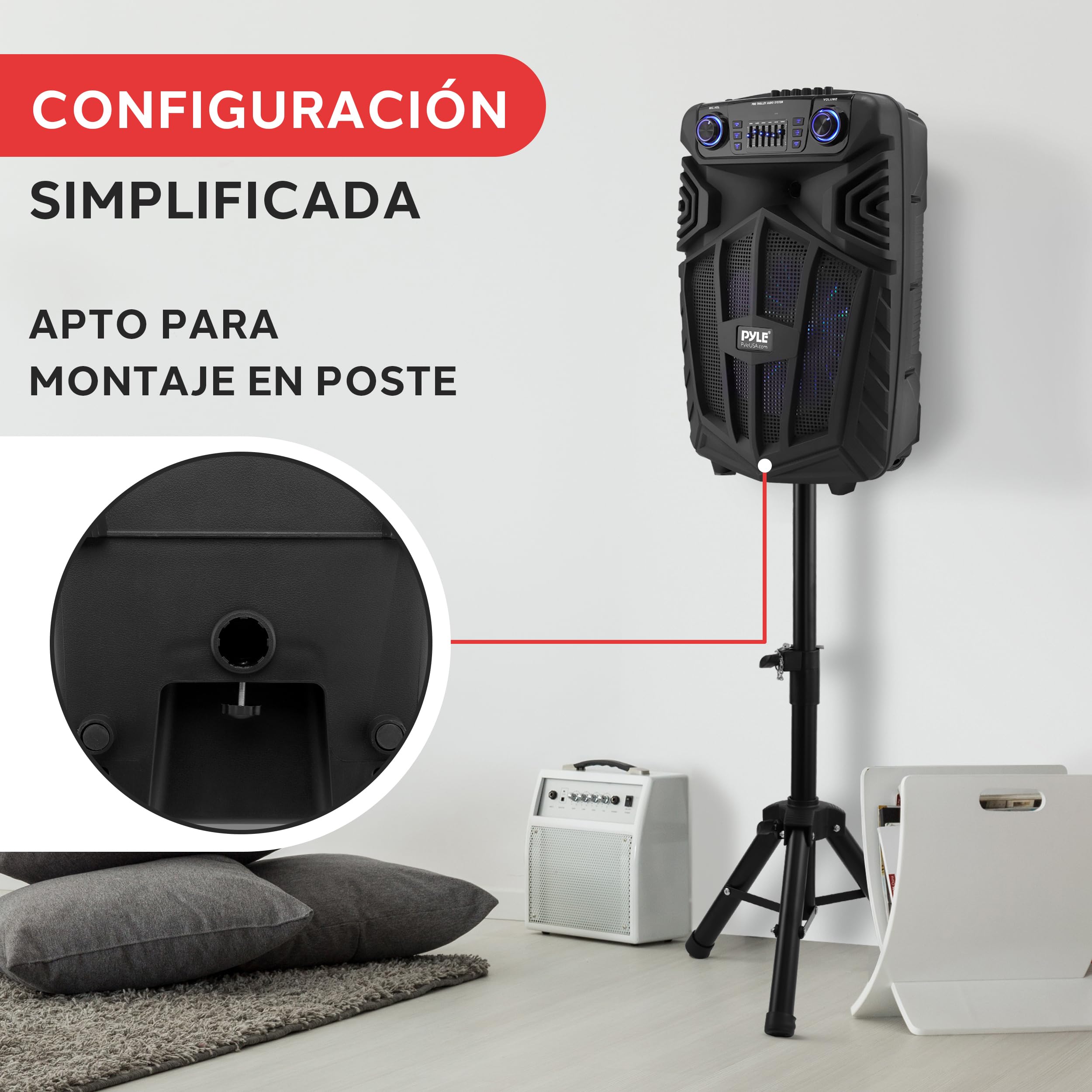 Pyle Sistema de Altavoces PA Bluetooth portatil, 1680W, Karaoke de 38cm, Recargable para Exteriores, Microfono inalambrico, Ruedas, Luces, Pantalla LED, Microfono, FM/AUX/MP3/USB/SD