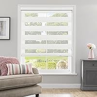Vista 1 de Allbright Persianas de Ventana Cebra Blanca 29" An X 72" Al, Cortinas Enrollables Transparentes de Doble Capa, Persianas Oscurecedoras para Puertas