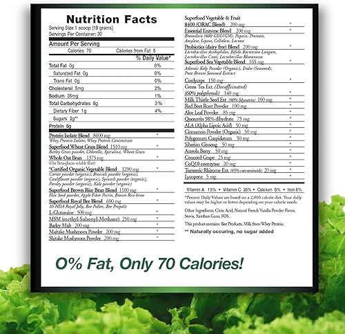 Miniatura 4 de PH50 - Bebida de proteína de suero con ingredientes orgánicos certificados, 1.19 libras (19.05 oz), 50 superalimentos con enzimas digestivas, sabor