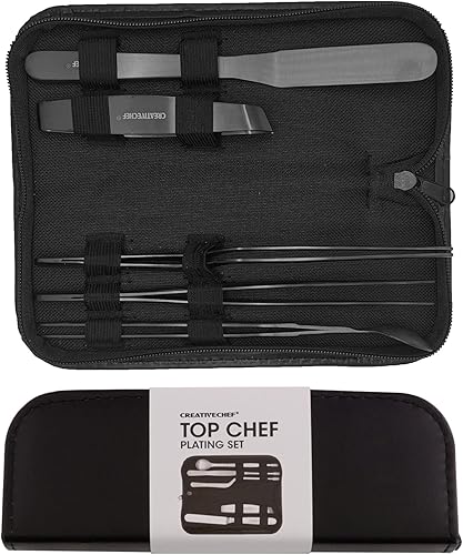 CREATIVECHEF Kit de chapado de chef profesional, juego de chapado culinario de 5 piezas, negro, acero inoxidable (5 piezas, negro)