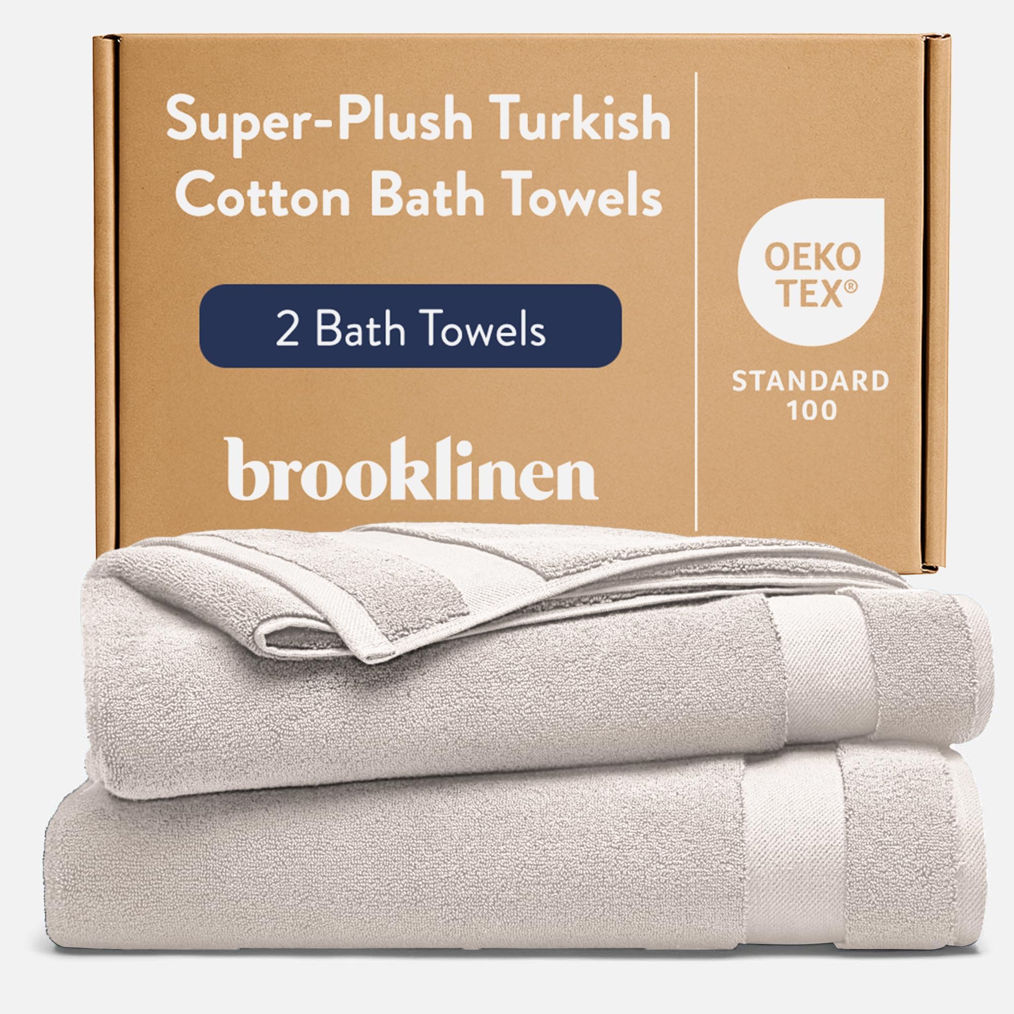 Brooklinen Super-Plush Turkish Cotton Bath Towels Set of 2 Cotton, 820 GSM, Machine Washable, Perfect Bath Towels for Bathroom, Spa & Shower (30" x 58", Driftwood)