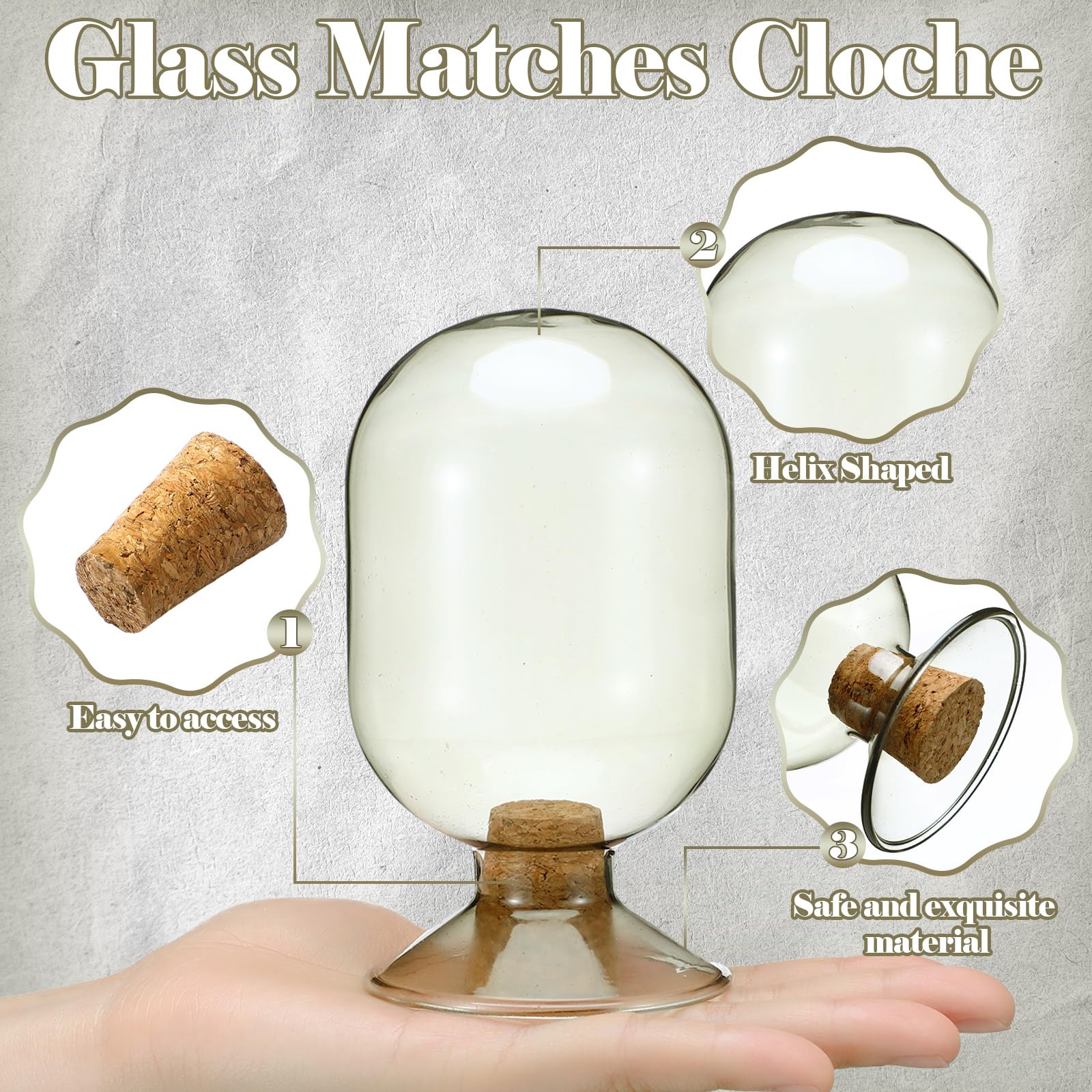Includes Matches | Decorative Glass Matches Cloche | Bottle Jar Fireplace Candle Match Holder Gift Set - View #8
