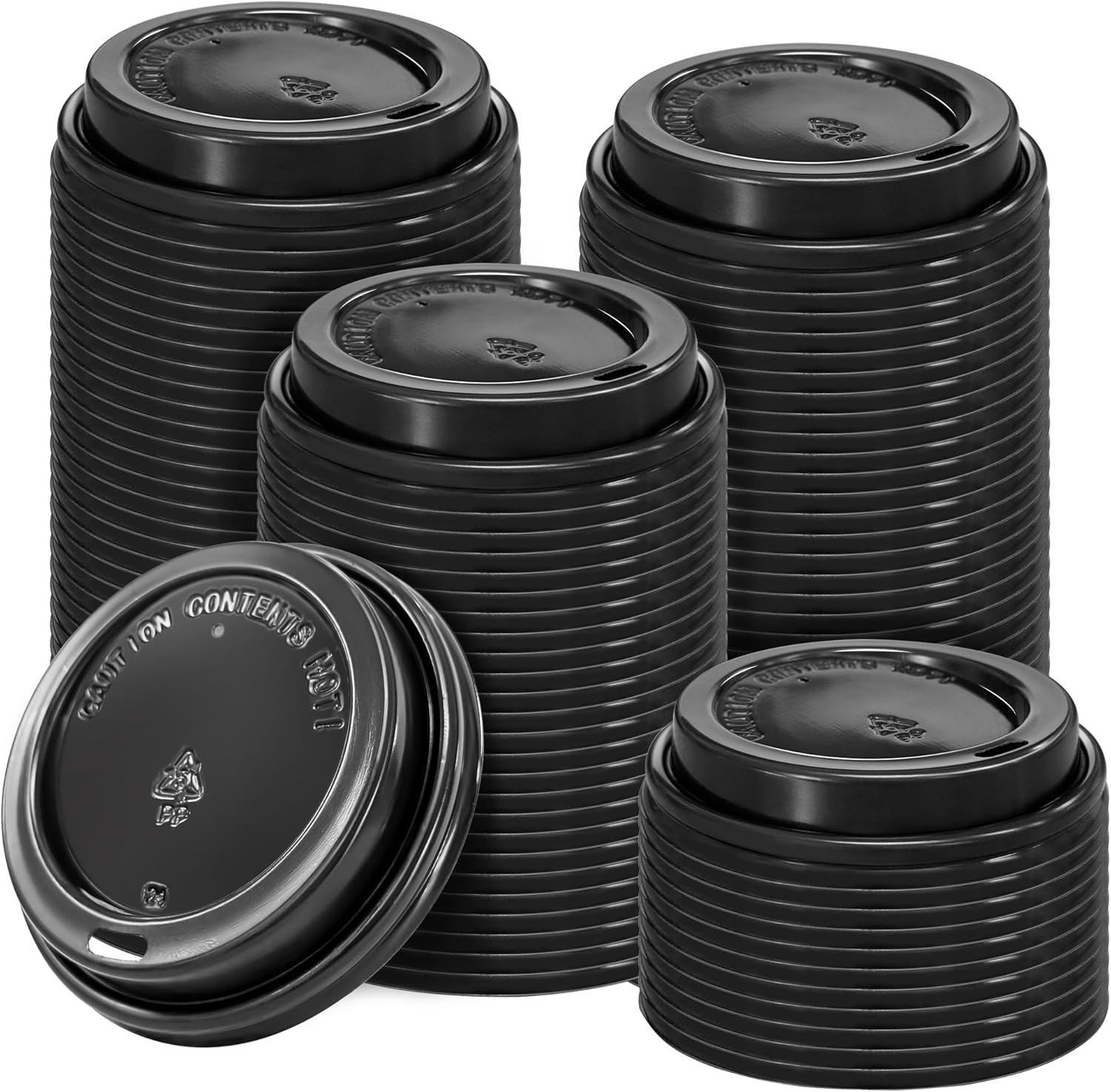 Lamosi 500 Pack Disposable Plastic Coffee Cup Lids for 10, 12, 16, 20, 24 oz Paper Coffee Cups- Hot & Cold To-Go Drinking Cup Lids - Black