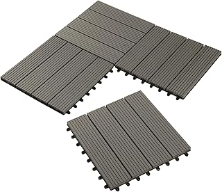 Laneetal 22 Pcs WPC Decking Tiles Light Grey Terrace Decking Wood Plastic Composite Interlocking Flooring Weather Resistant 30 x 30 cm (2 m²)