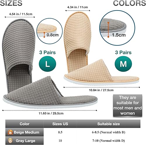 Miniatura 3 de OSTADARRA 6 pares de pantuflas de spa, pantuflas desechables antideslizantes para invitados, lavables y reutilizables, que se pueden utilizar como