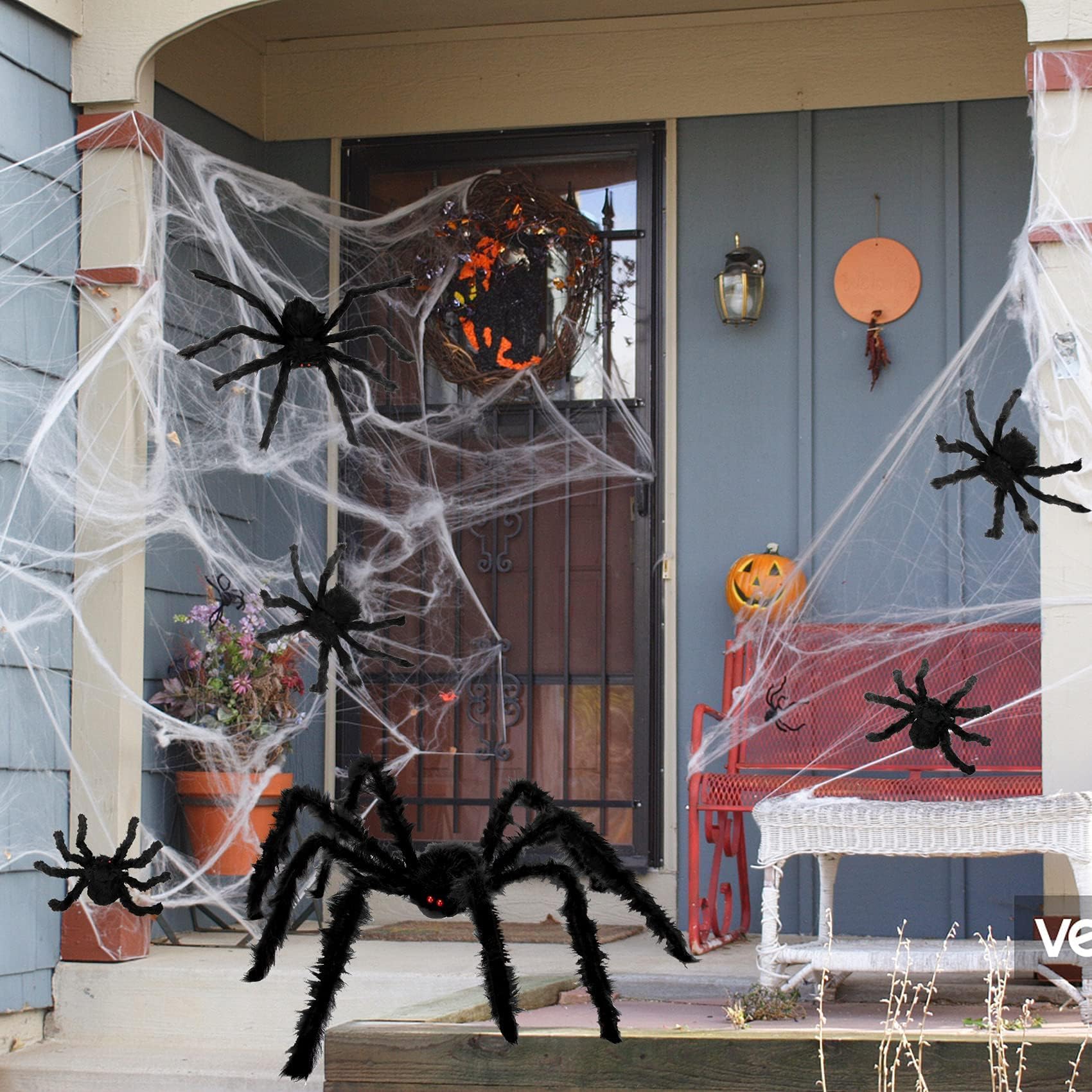 Dekoracje pająka na Halloween, realistyczne, duże, straszne pająki, dekoracja do domu, gigantyczne pająki, rekwizyty do wewnątrz, na zewnątrz, dekoracje imprezowe