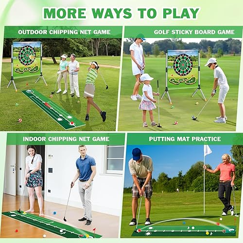 Miniatura 4 de Juego de juego de golf de batalla, juegos de astillado de golf para niños con 16 pelotas de golf adhesivas, 8 pelotas de golf, 2 palos de golf y