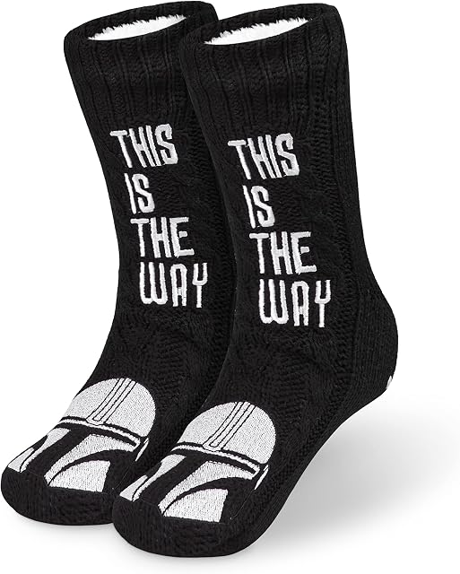 Disney The Mandalorian Fluffy Socks, Baby Yoda Mens Slipper Socks, Warm Knitted Socks