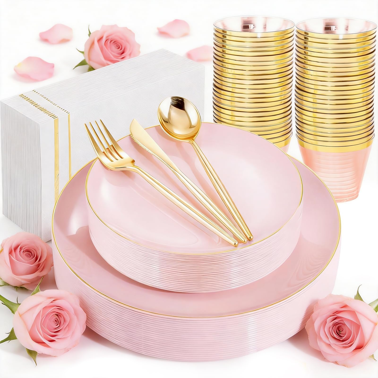 MirthMood Disposable Plates - 210 Pcs Party Supplies -17