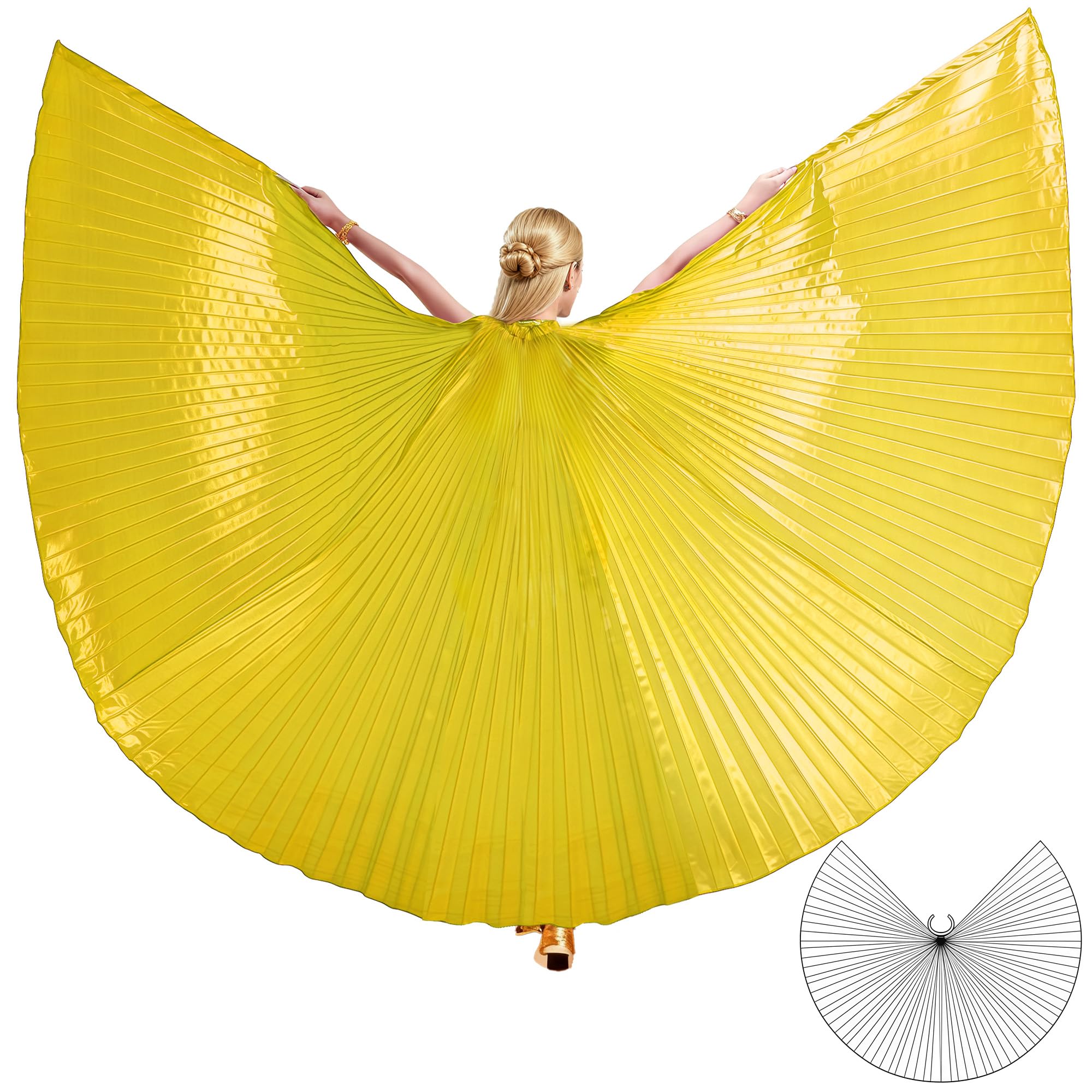 Belly Dance Isis Wings with Sticks for Adult Belly Dance Costume Angel Wings for Halloween Carnival Performance