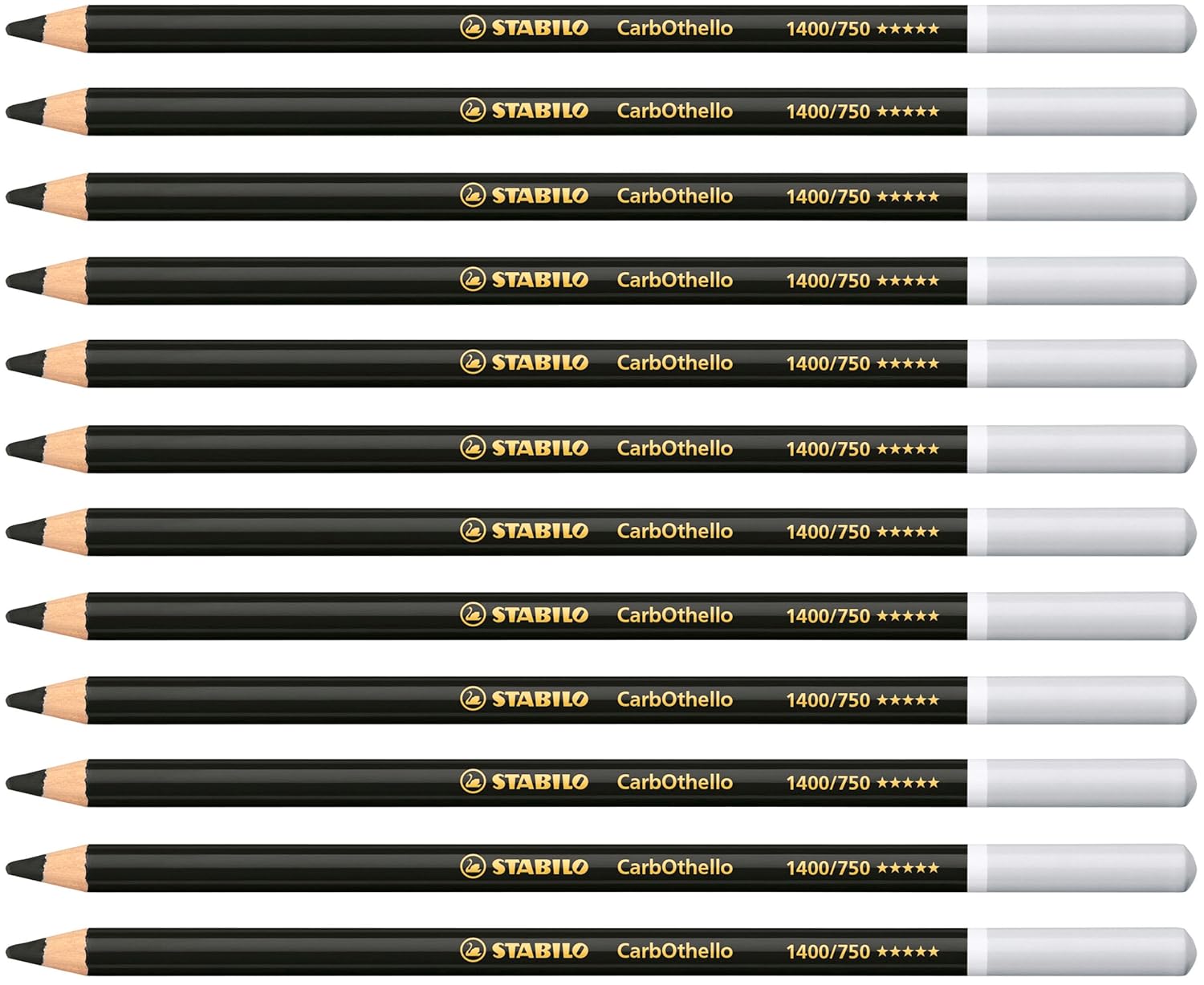 Chalk-Pastel Pencil - STABILO CarbOthello - Pack of 12 - Neutral Black