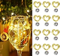 Vista 9 de Guirnalda de luces multicolor de Navidad parpadeantes, funciona con pilas, 3 modos, 20 LED, 12 paquetes de luces de luciérnaga estrellada de alambre