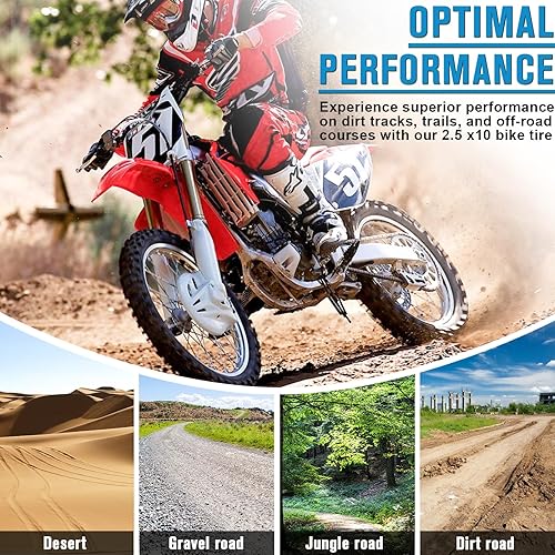 Miniatura 7 de Juego de neumáticos todoterreno y tubo interior de 2.5-10 pulgadas, neumático de motocross de 2.50-10 con llanta de 10 pulgadas y tubo interior de