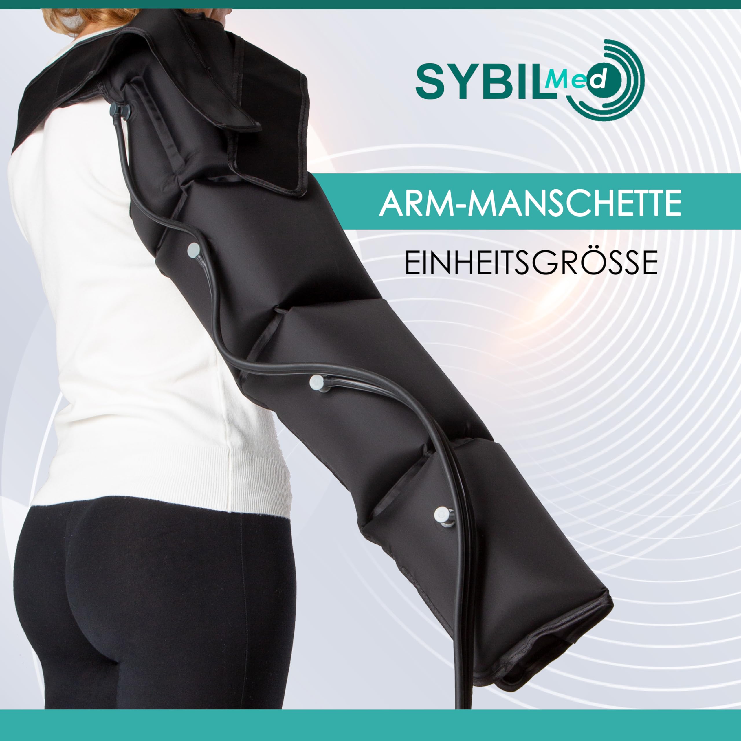 Air Power Professional Manuelle Lymphdrainage Pressotherapie, Heimpressotherapie, 4 Luftkammern mit 2 XL-Bein, Bauchband und Armband