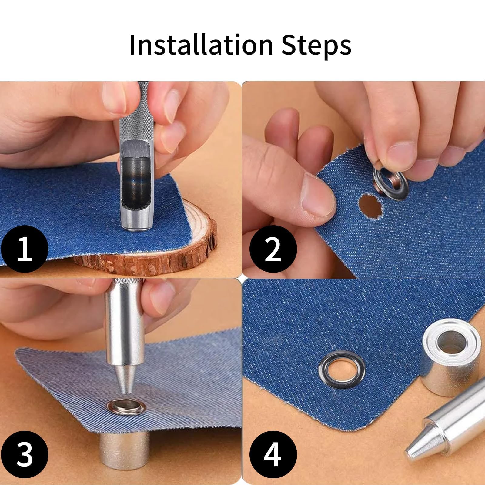 Zythrem 120 Sets Grommet Tool Kit 14mm Eyelet Punch Kit Eyelets and Punch Metal Washers Setting Metal Eyelets for Fabric Leather Belt Tarpaulin Tent Curtain Crafting DIY and Decoration - Image 3