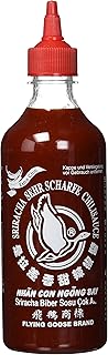 FLYING GOOSE Sriracha sehr scharfe Chilisauce - sehr scharf, rote Kappe, Würzsauce aus Thailand, 1er Pack (1 x 455 ml)