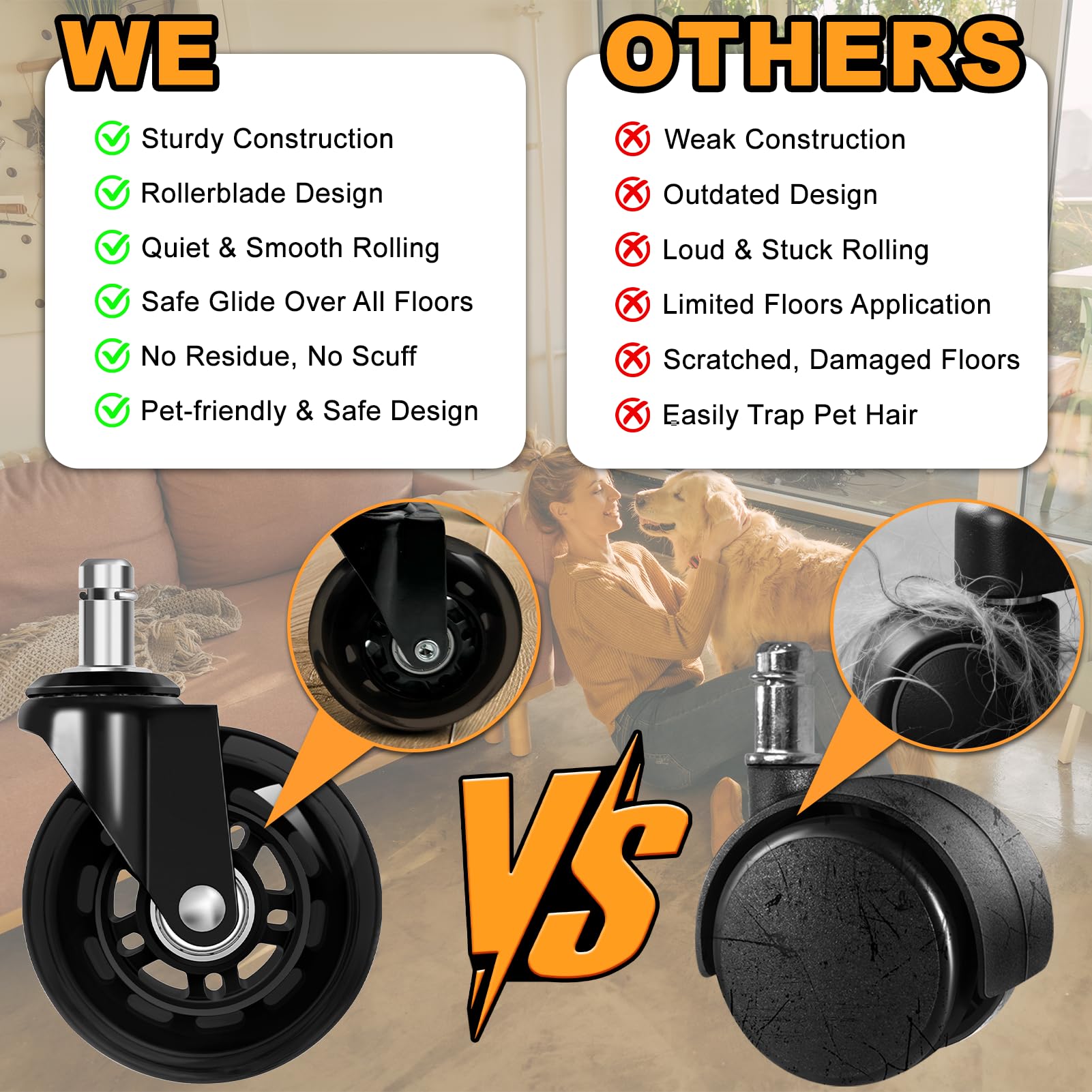 Snapklik.com : Office Chair Wheels For Casters Replacement - 3