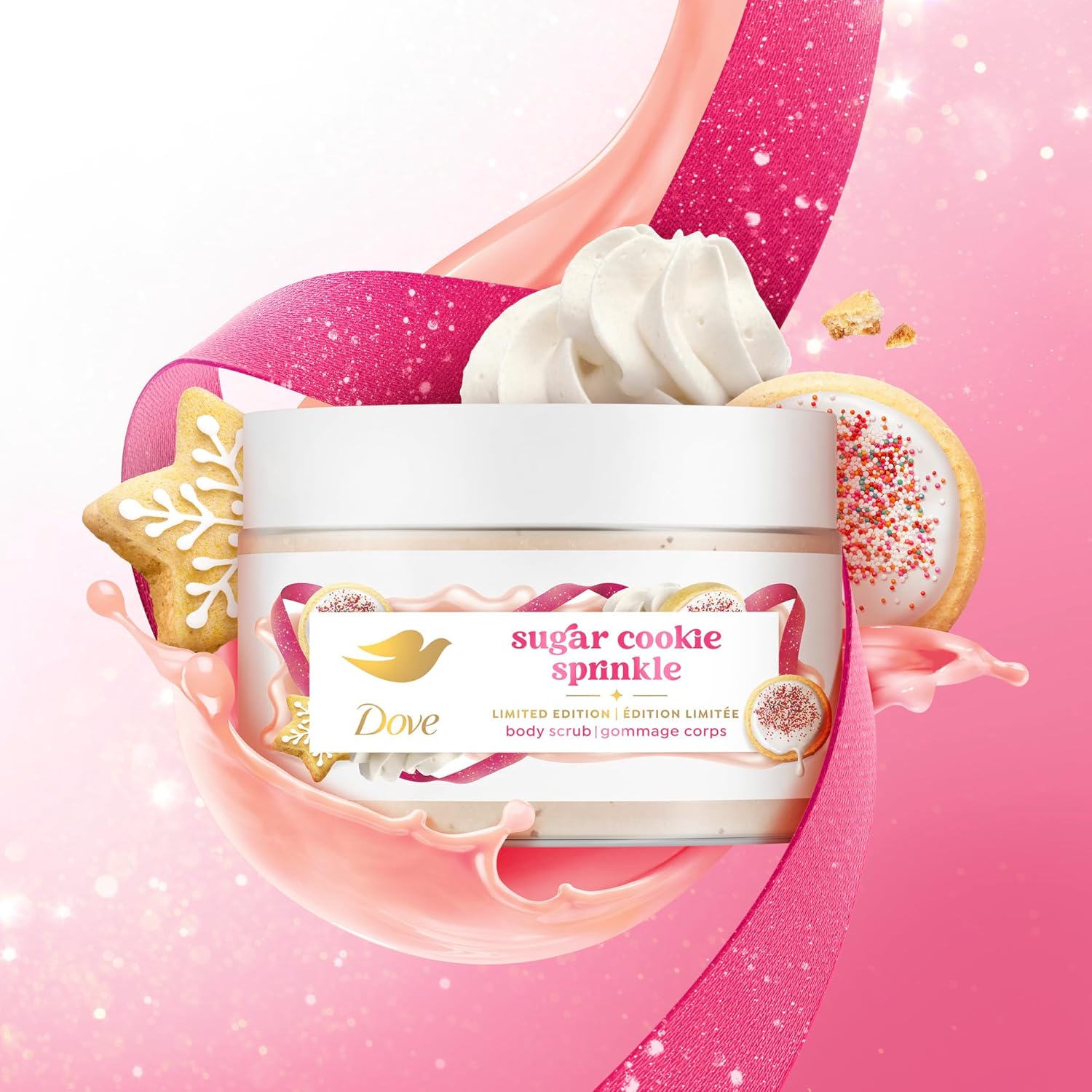 Dove Limited Edition Holiday Treats Exfoliating Mini Body Scrub 4 Pack for Deep Nourishment 3.5oz each - Image 4