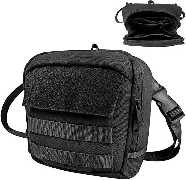 Small Tactical Messenger Bag for Men, 8.5" Shoulder Sling Waist Carry Black