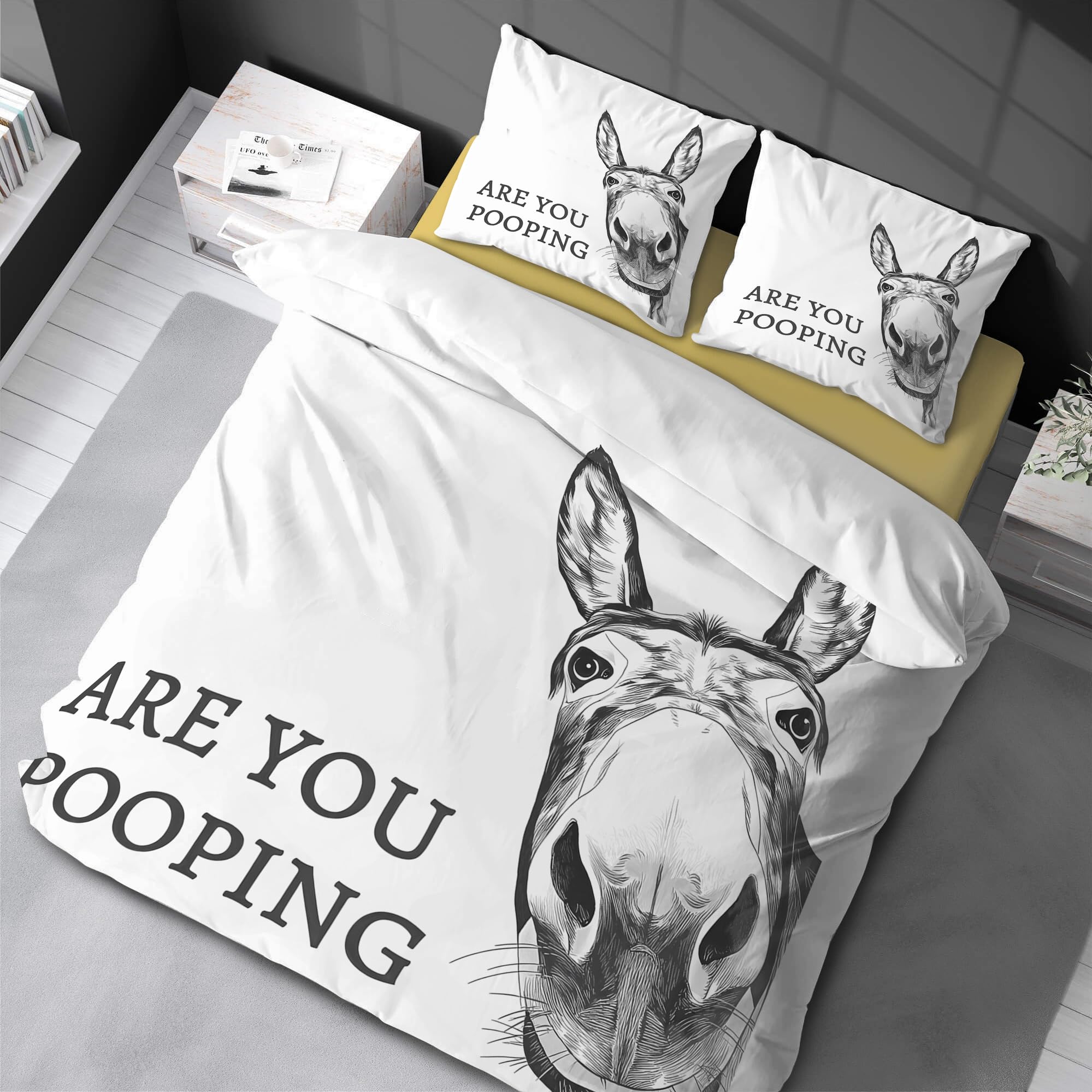 Lit animal de la ferme en sac avec motif âne amusant pour une chambre d'enfant ludique et douce