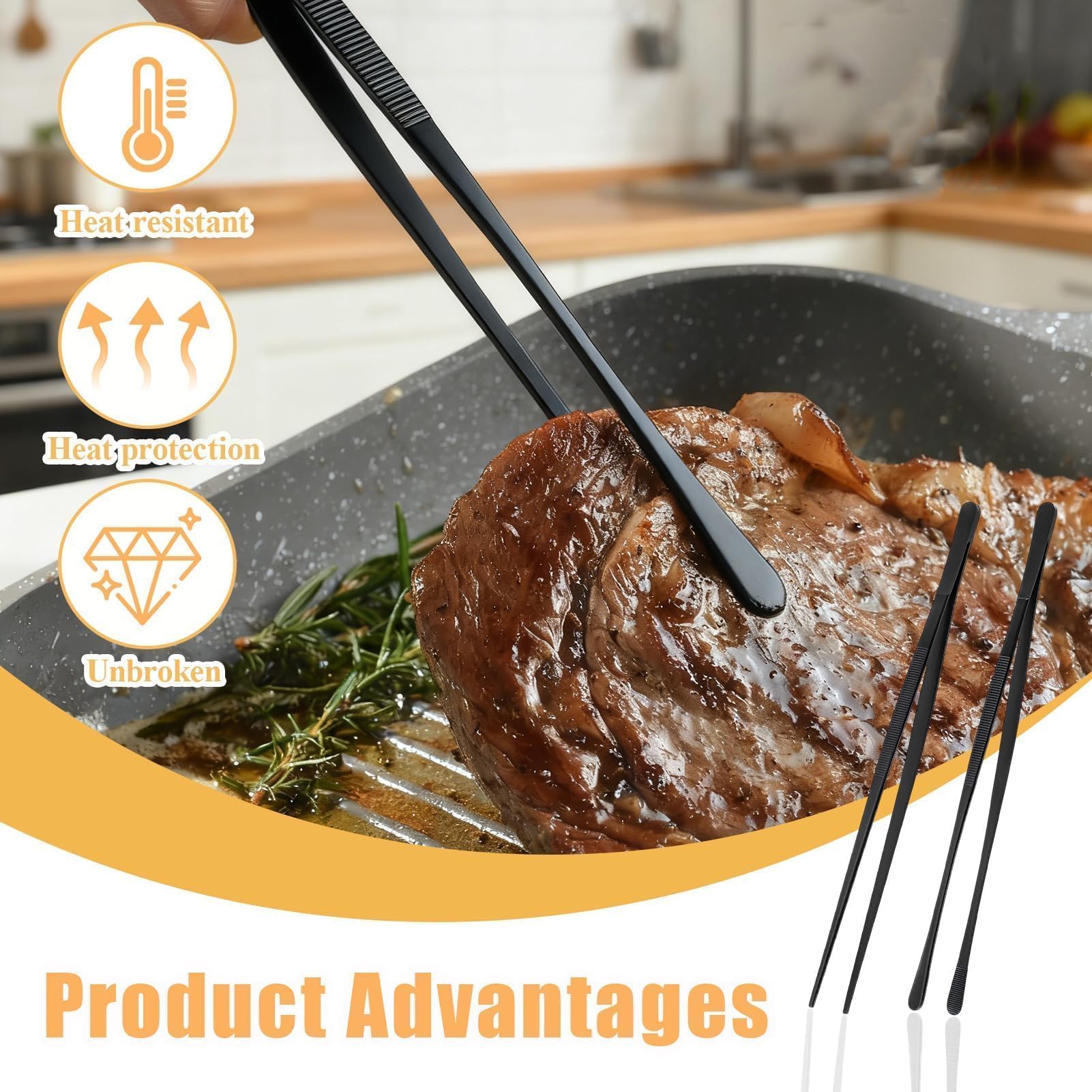 Pinzas para Emplatar, Pinzas Para Barbacoa 30 Cm Pinzas para Carne Pinzas Largas De Acero Inoxidable Con Puntas Dentadas Antideslizantes Pinzas para Emplatar, Pinzas Para Barbacoa 30 Cm Pinzas para Carne Pinzas Largas De Acero Inoxidable Con Puntas Dentadas Antideslizantes