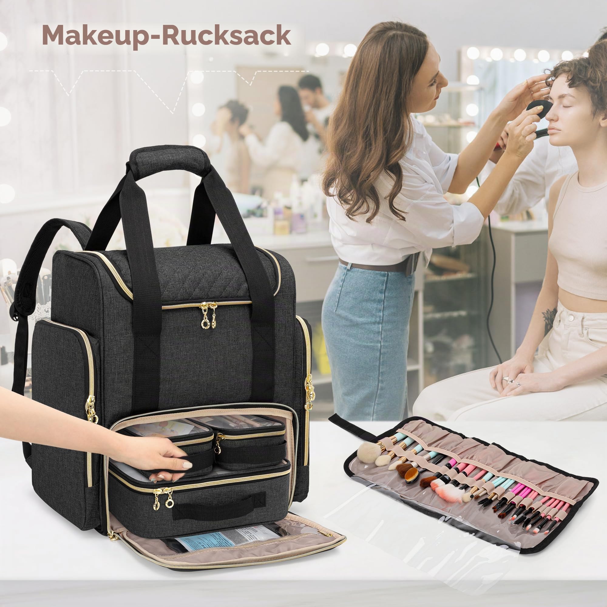 Luxja Kosmetikkoffer Rucksack, Make Up Tasche für Kometik