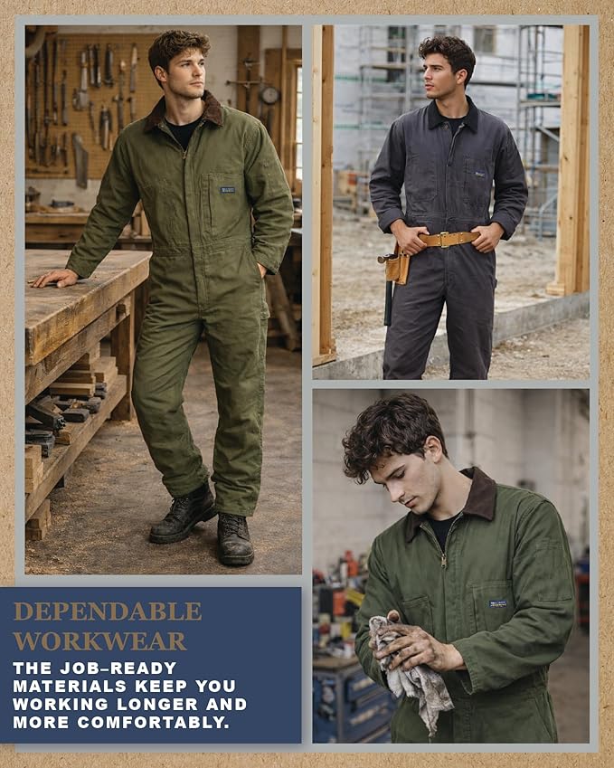 Bass Creek Outfitters Mens Coveralls - Durable Long Sleeve Work