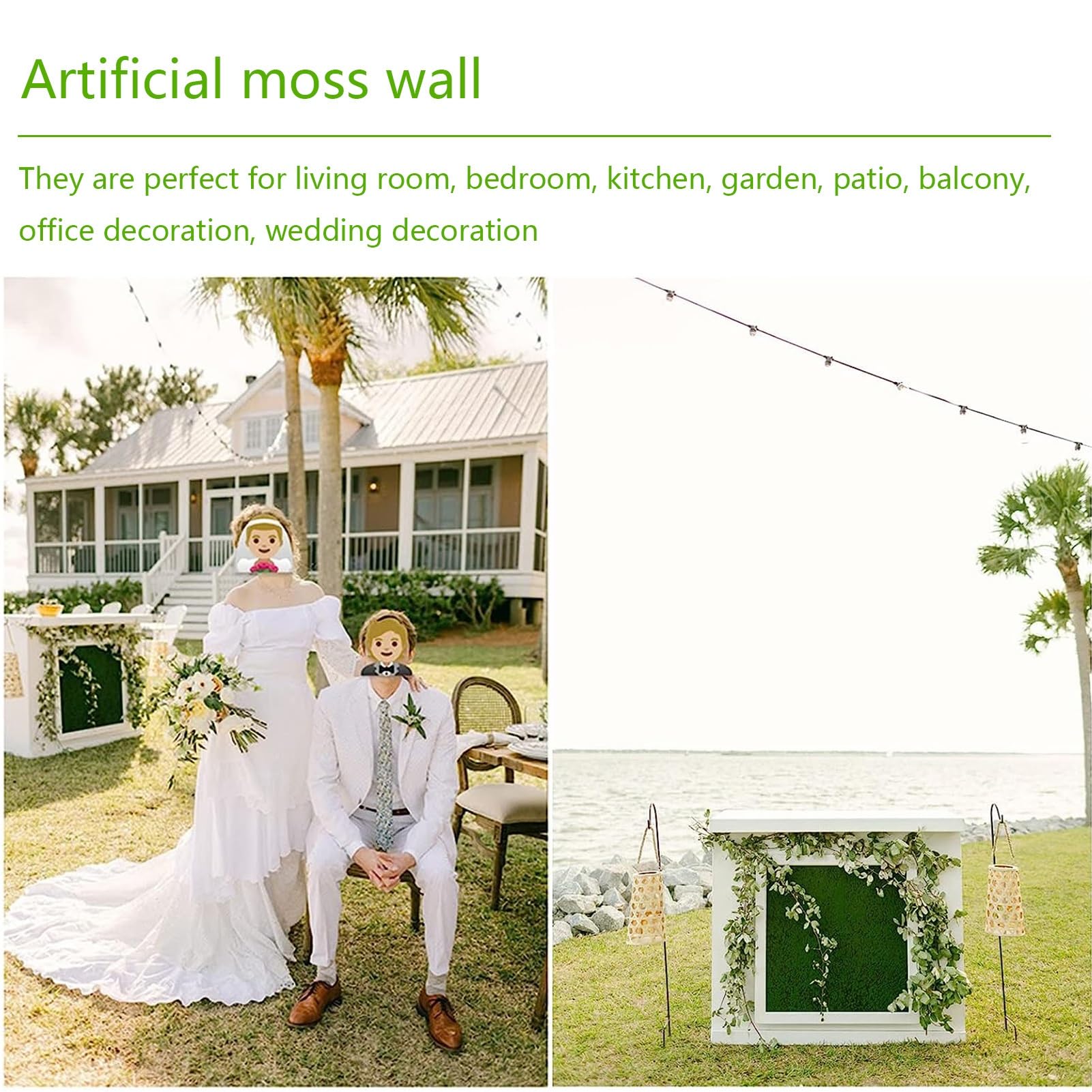 Moos DIY Kunstrasen Mikrolandschaft Kunststrohmatte Künstliche Moosmatte Gartenschaufenster für Festliche Hochzeiten Dekorieren (Color : G, Size : 100x100cm)