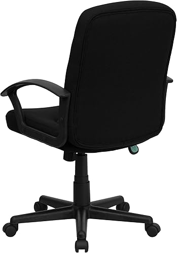 Miniatura 6 de Flash Furniture Silla para tareas o computadora de media espalda color negro de tela con brazos de nailon, Metal Madera, Negro