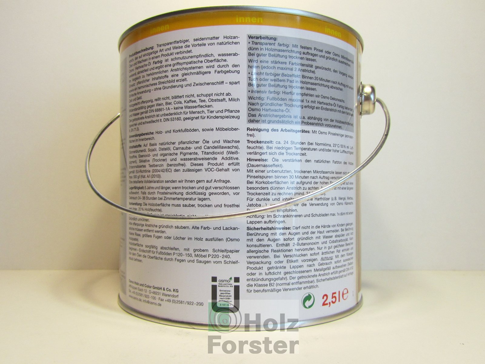 OSMO Hartwachs-Öl, 3040 Weißgrund, 2,50 Liter