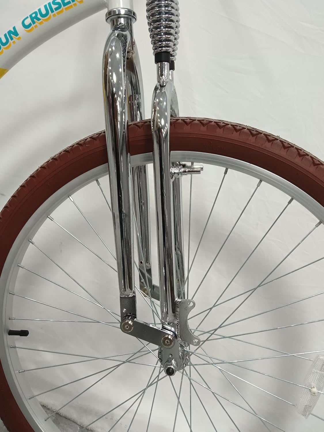 CDHPOWER 26 inch Springer Bike Fork, 1" Threaded Chrome Bicycle Fork 26" Dual Springer Classic Disc Brake Fork Chopper Bike
