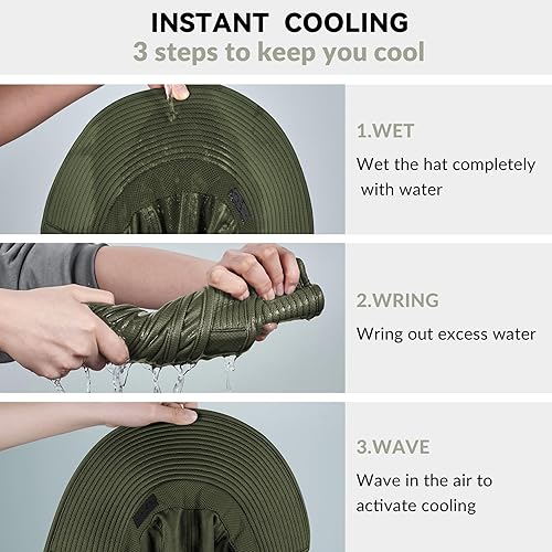 Miniatura 3 de Sukeen Sombrero de sol refrescante para hombres y mujeres UPF50+ sombrero de pesca de ala ancha con solapa para el cuello, sombrero plegable