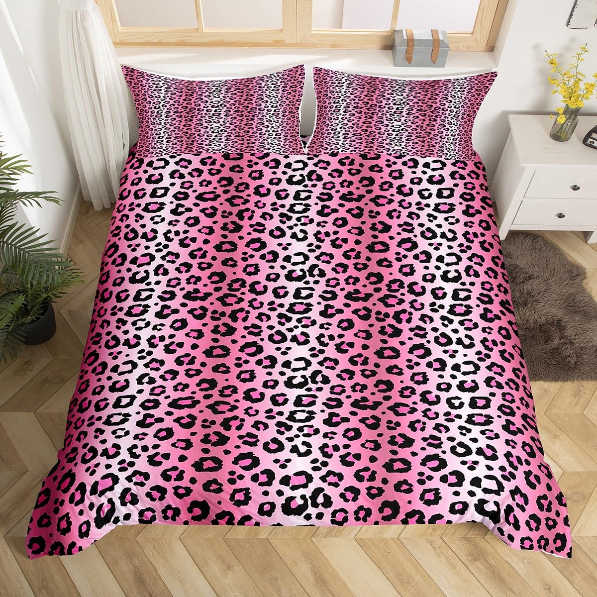 Homemissing Hot Pink Leopard Bedding Set Single Size