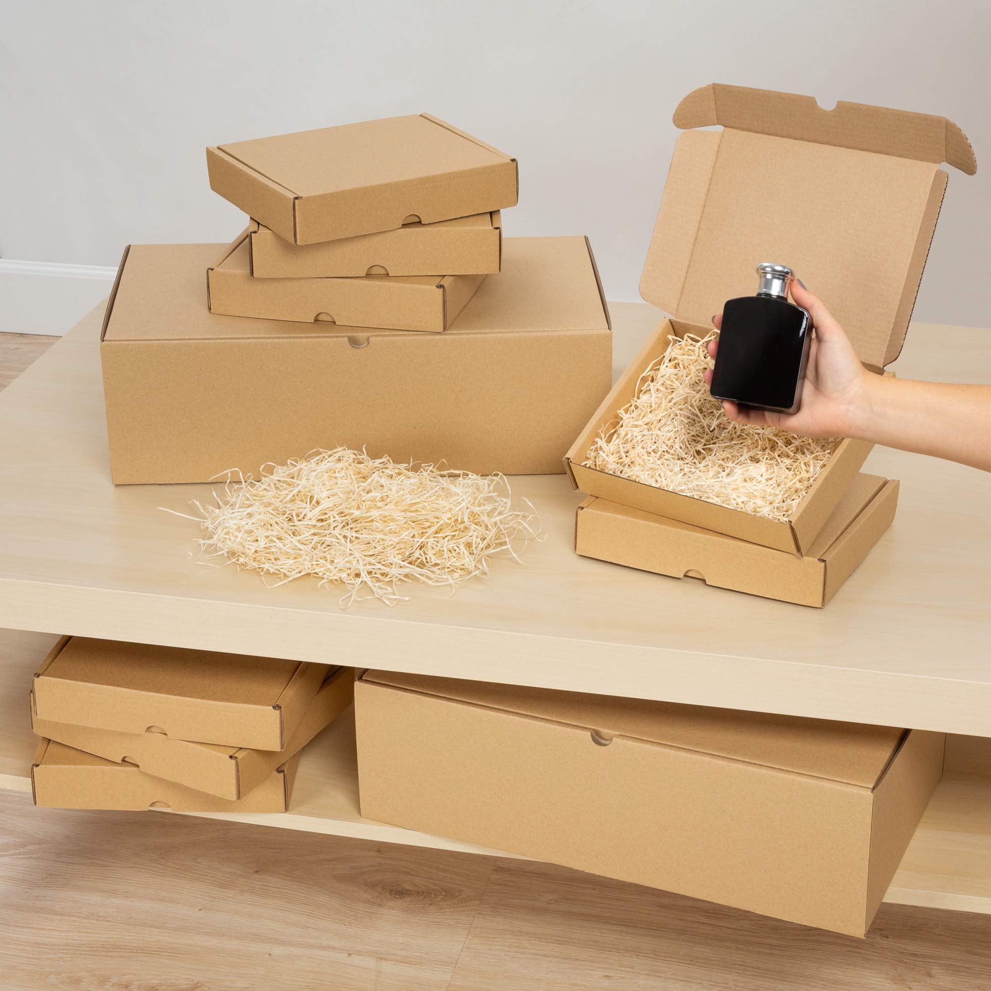 packer PRO Packung mit 25 Boxen aus Karton, selbstmontierend, für Ecommerce und Geschenkpapier, klein, 21 x 18 x 4 cm