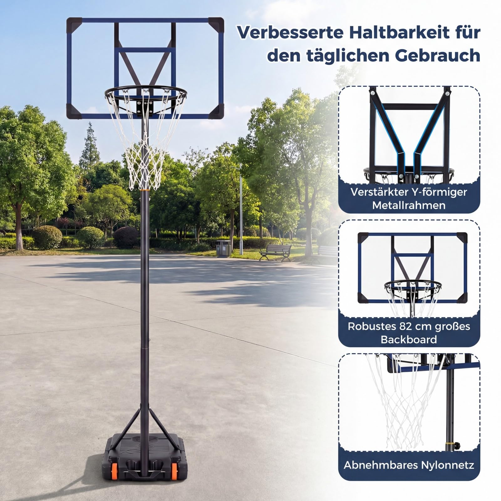 COSTWAY Basketballkorb Outdoor höhenverstellbar 155-210cm/170-230cm Mobile Basketballanlage mit Rollen