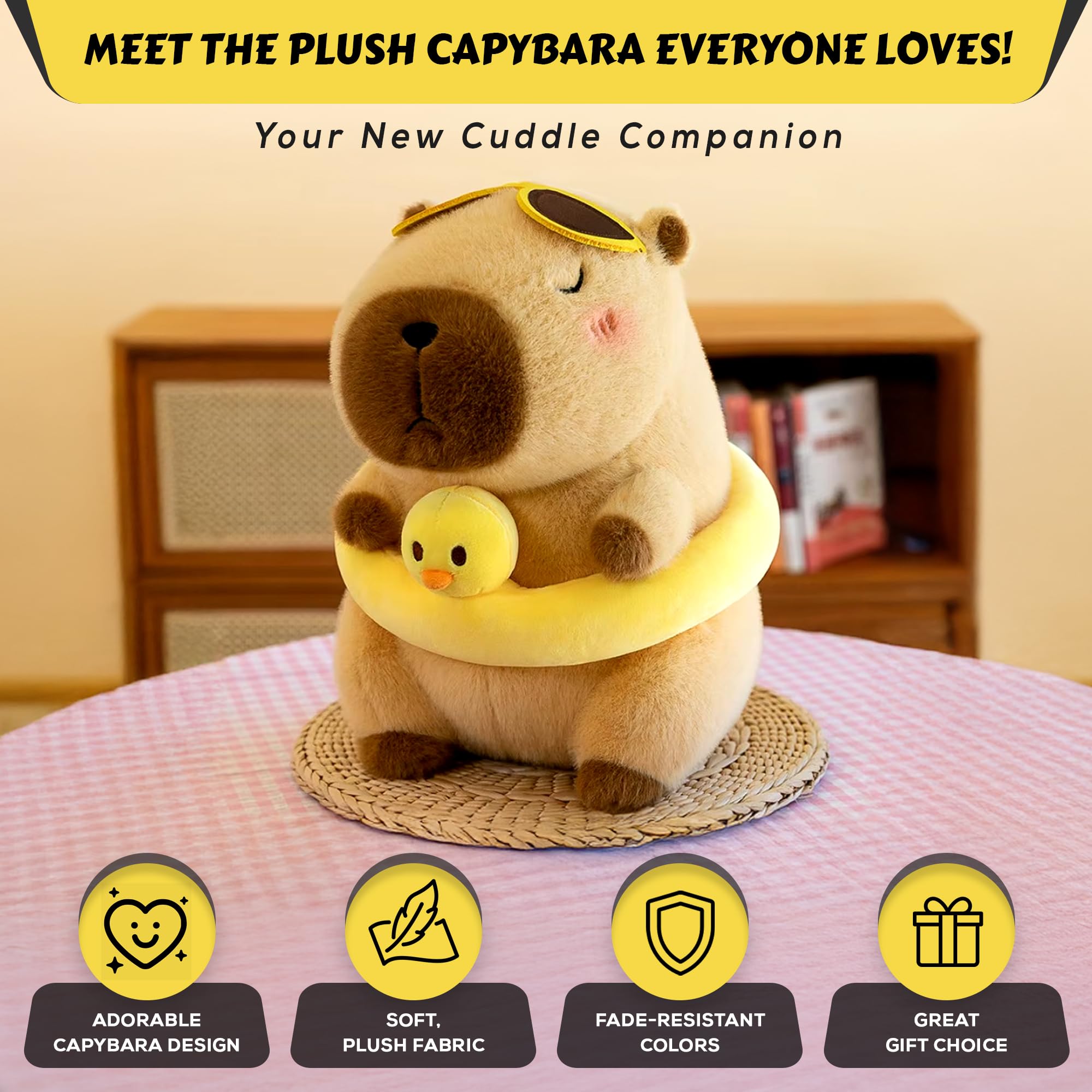 Jelly Cats 12inch Cute Capybara Plush, Capybara Stuffed Animal