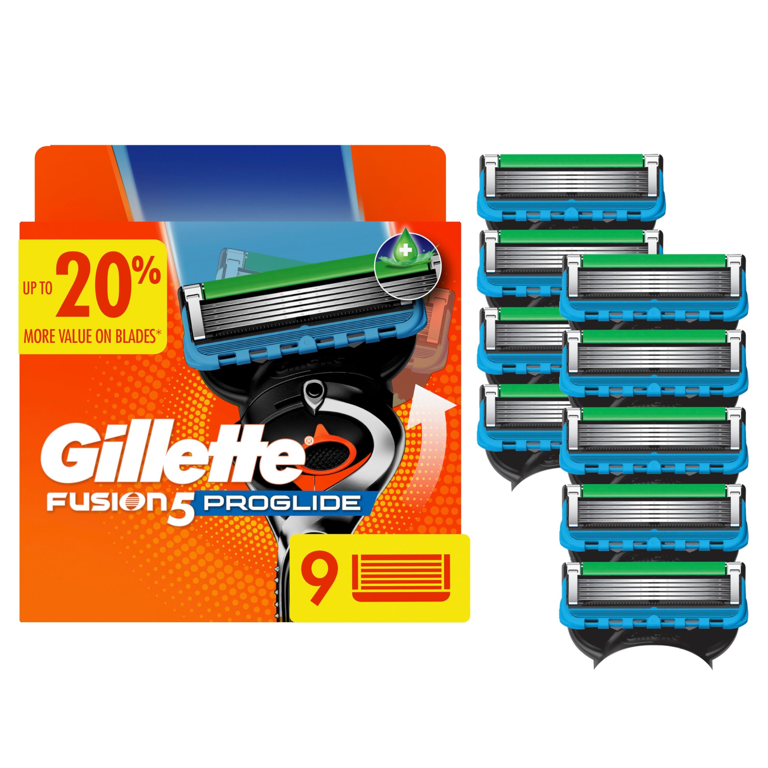 Gillette Fusion5 ProGlide Razor Blades for Men, 5-Blade Razor Refills, 9 Count