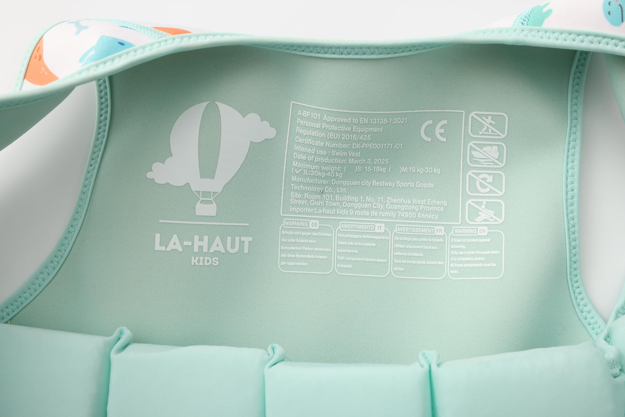 Gilet de Natation Aide à la flottabilité pour Enfants Fille garçon 3 à 6 Ans, UPF 50+, 40kg Maximum, Motif Dinosaure étoile de mer Coquille, Fermeture Éclair Sécurisée Ceinture Ajustable