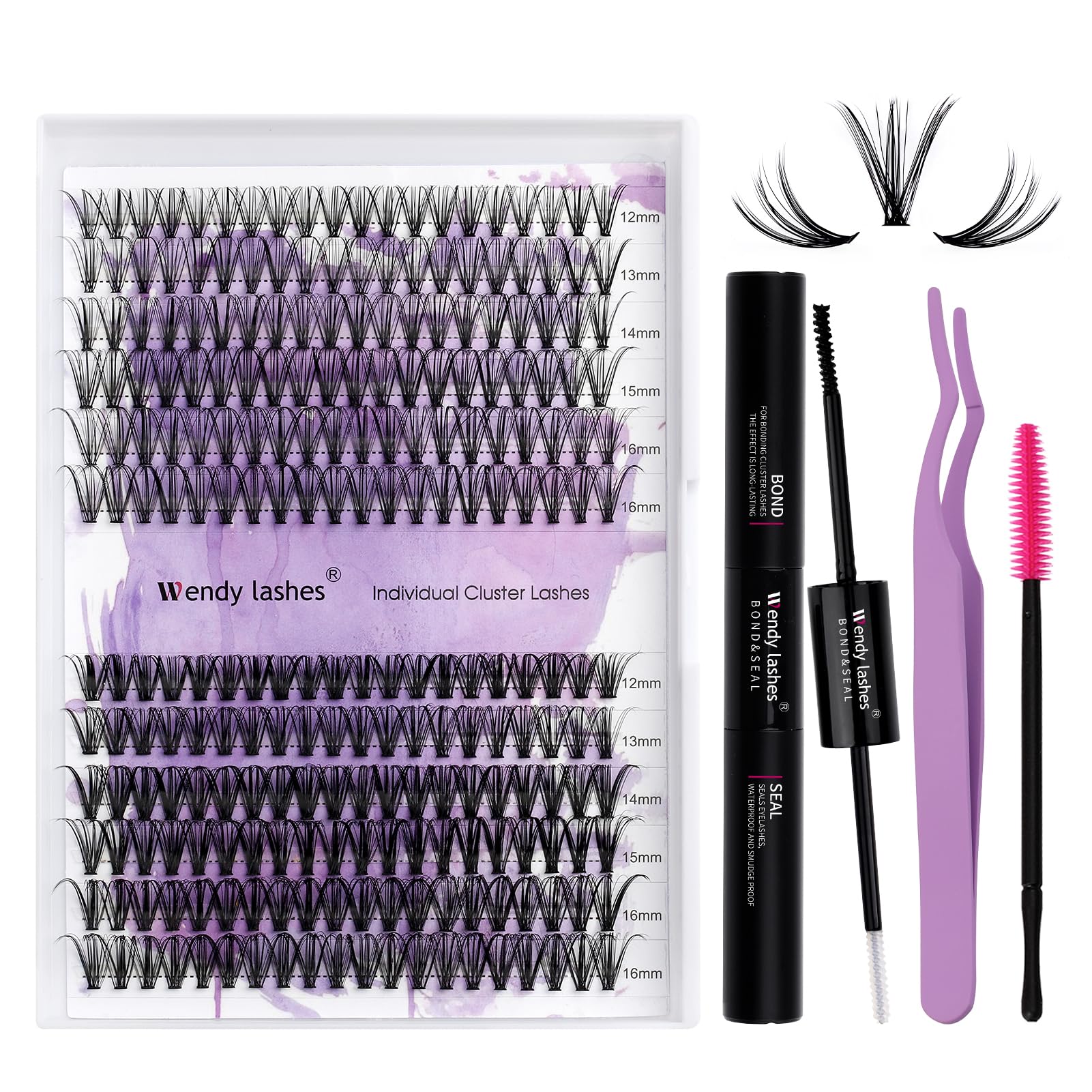 DIY Lash Extensions Set Cluster Lashes DIY Wimperverlängerung zu Hause Lash Bond and Seal DIY Wimpern Extensions Bond and Seal DIY Wimpern Cluster(20D+30D-D Curl)