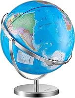 Vista 9 de VEVOR Rotating World Globe with Stand, 13 in/330.2 mm, Educational Geographic Globe with Precise Time Zone ABS Material, 720° Spinning Globe for