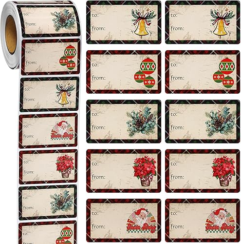 Outus 500 etiquetas de Navidad, calcomanías de Papá Noel, autoadhesivas, etiquetas de Navidad, festivales, cumpleaños, bodas, decoración de