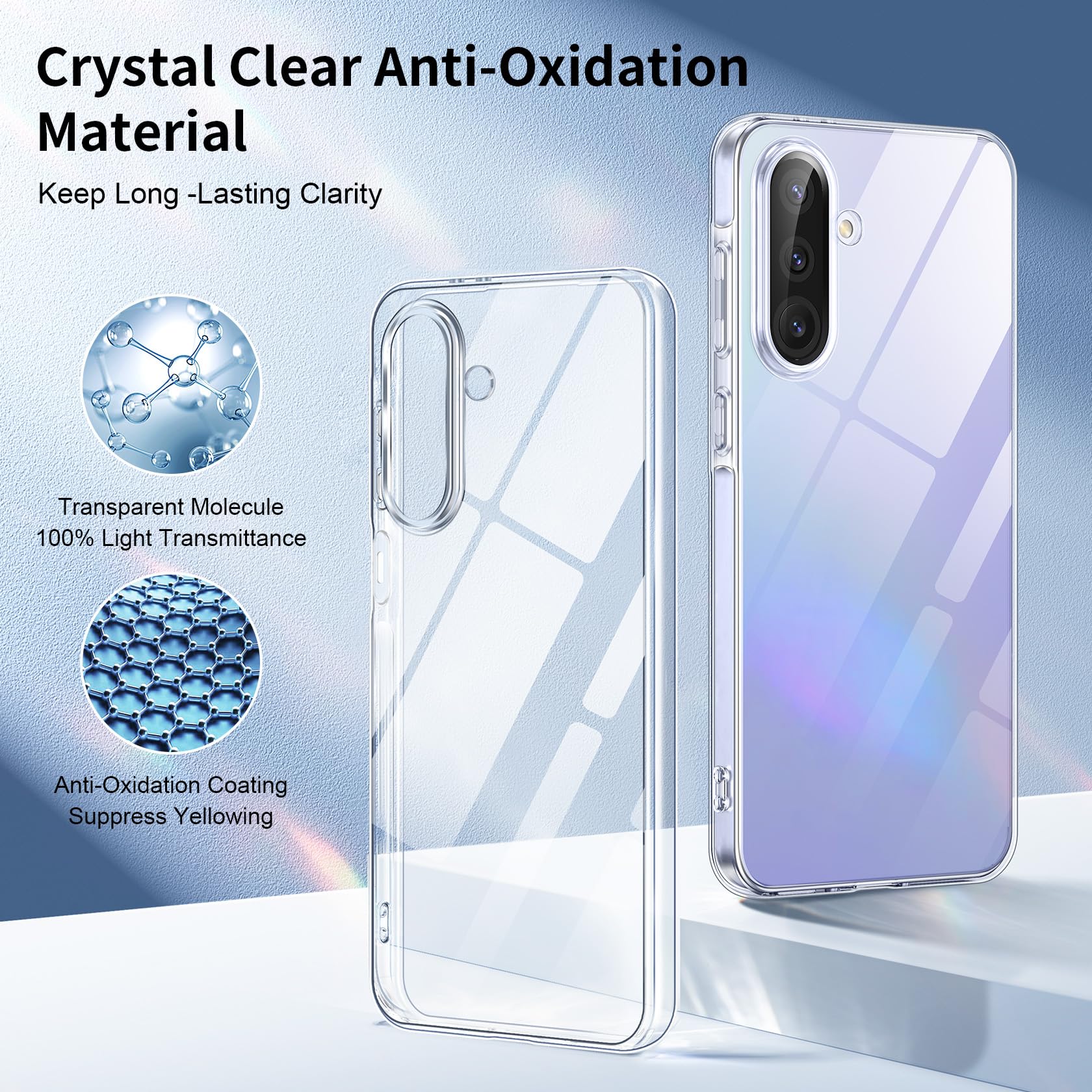 FLLAO Cover Compatibile con Samsung Galaxy A36 5G con 3 Pellicola Vetro Temperato, Custodia Trasparente Ultra Sottile Silicone TPU Morbido Case Protettivo Trasparente