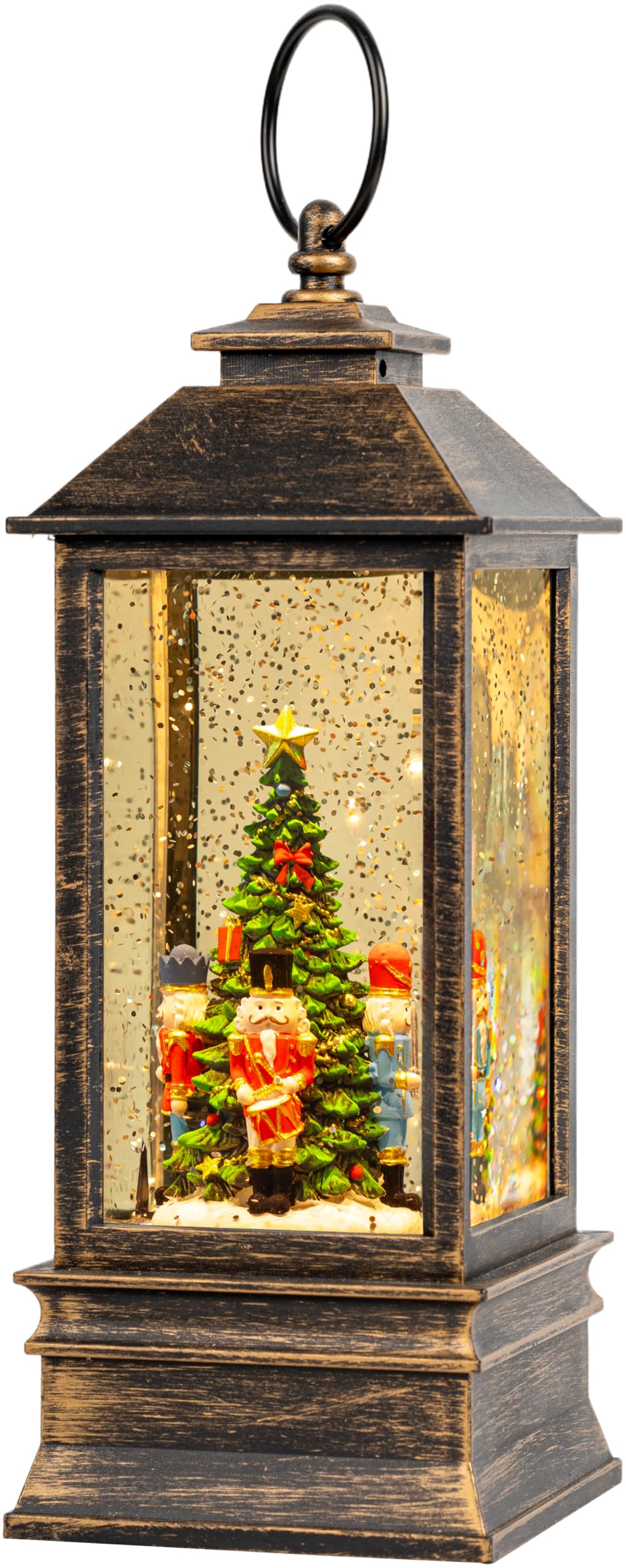 10'' Nutcracker Snow Globe, Musical Christmas Water Lantern with Swirling Glittering Home Decoration and Gift, Battery Operated or USB Powered
