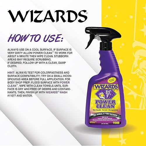 Miniatura 9 de Wizards Limpiador de ruedas y neumáticos Power Clean - Suministros de limpieza de interiores biodegradables sin ácidos - Seguro en todo tipo de