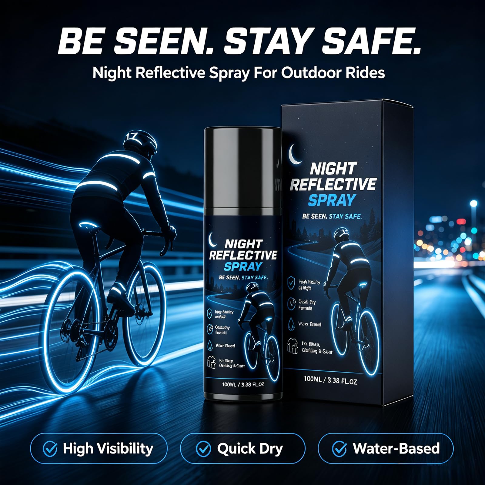 Nachtreflektierendes Spray, Night Reflective Spray Paint, Nighttime Cycling Reflective Spray, Schnelltrocknendes Reflektieren Nachtspray für Outdoor-Aktivitäten wie Radfahren und Laufen，5 Flaschen