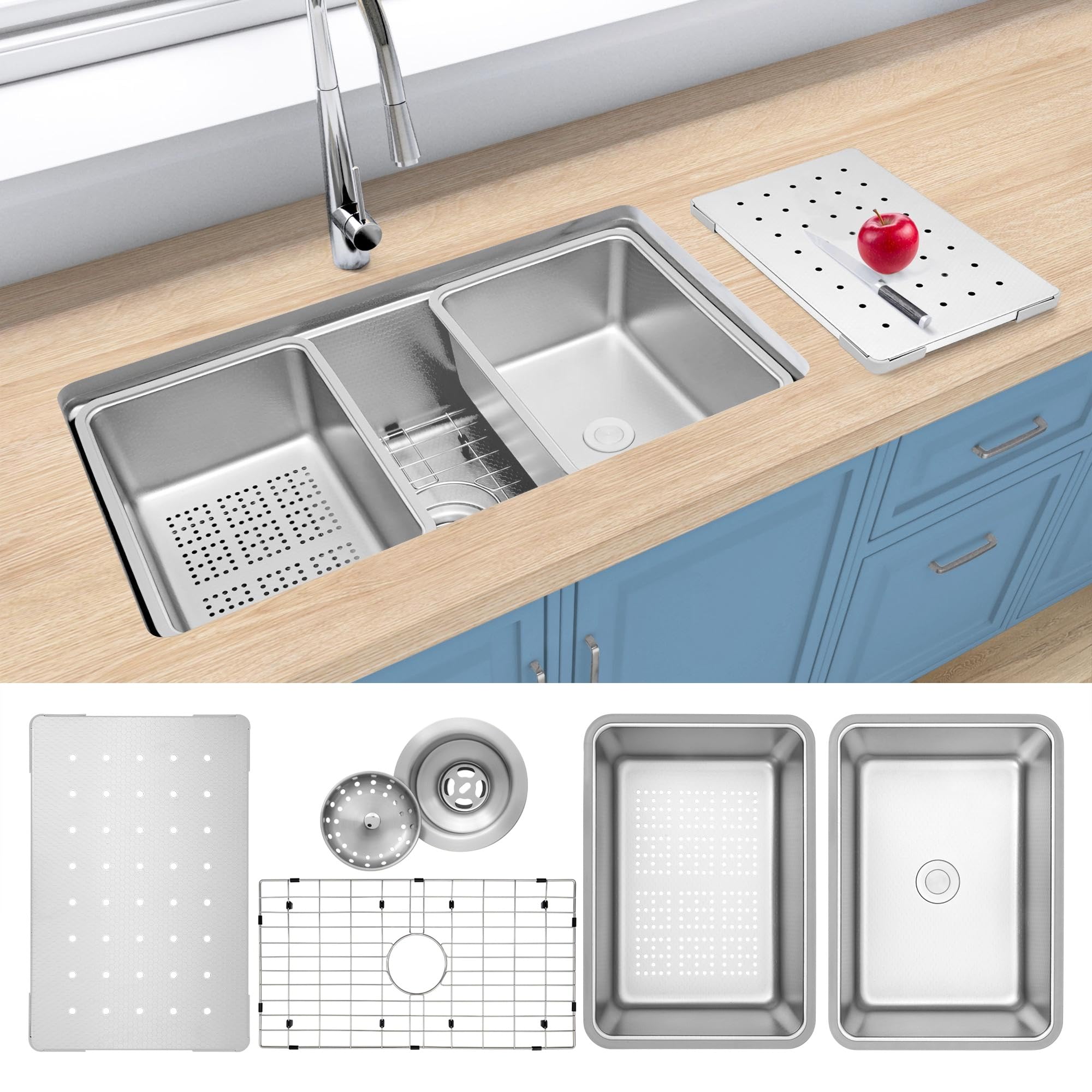 Undermount Kitchen Sink 30 X 18 inch,Single Bowl Kitchen Sinks,Stainless Steel Undermount Workstation Sink With Accessories