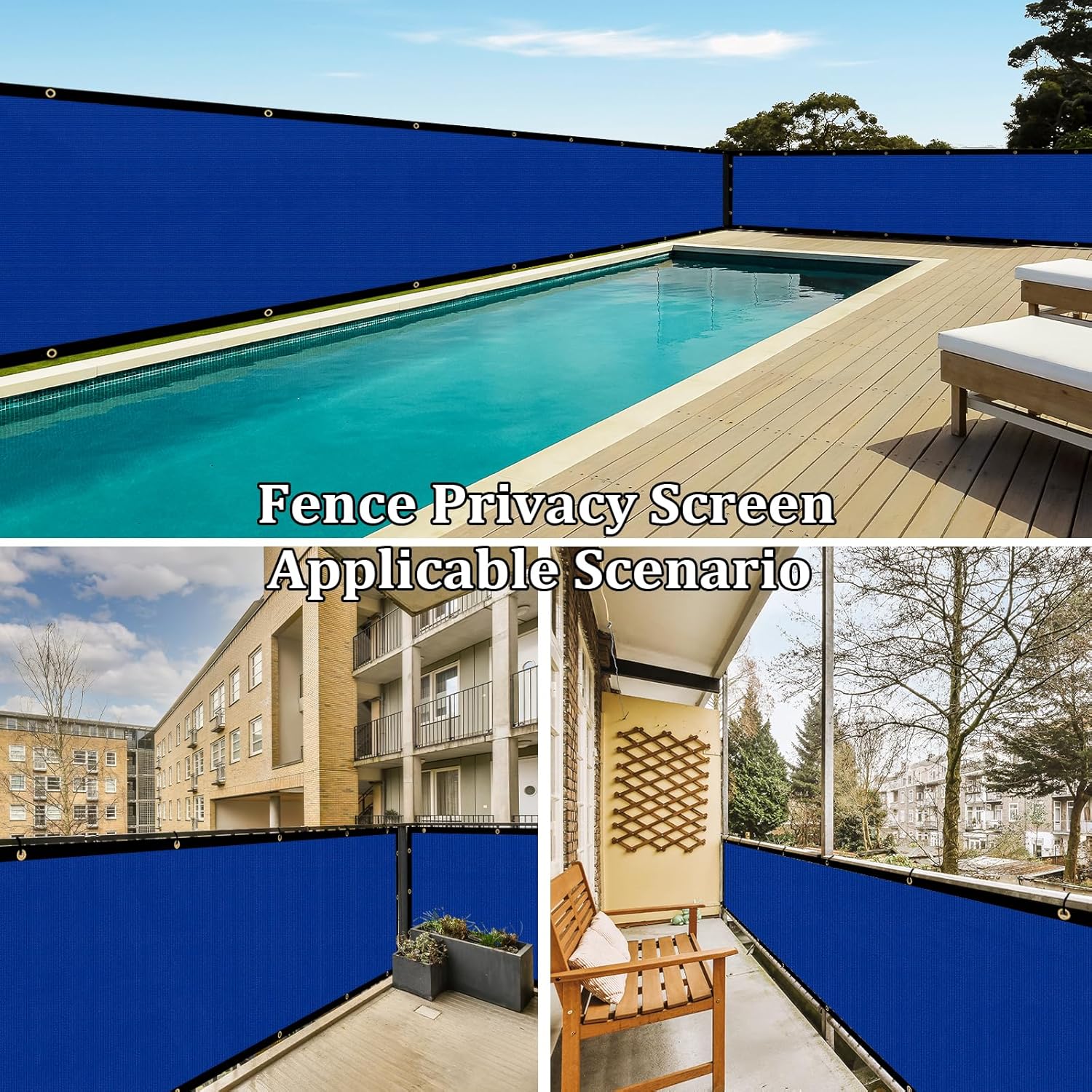 Shade&Beyond 6' X 50' Fence Privacy Screen Heavy Duty 170 GSM Fencing Mesh Shade Net Cover for Wall Garden Back Yard Outdoor Home Decoration, Blue